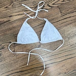 SHEIN White Rhinestone Bikini Top